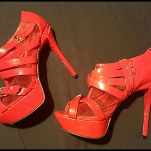 Sexy red heel booties